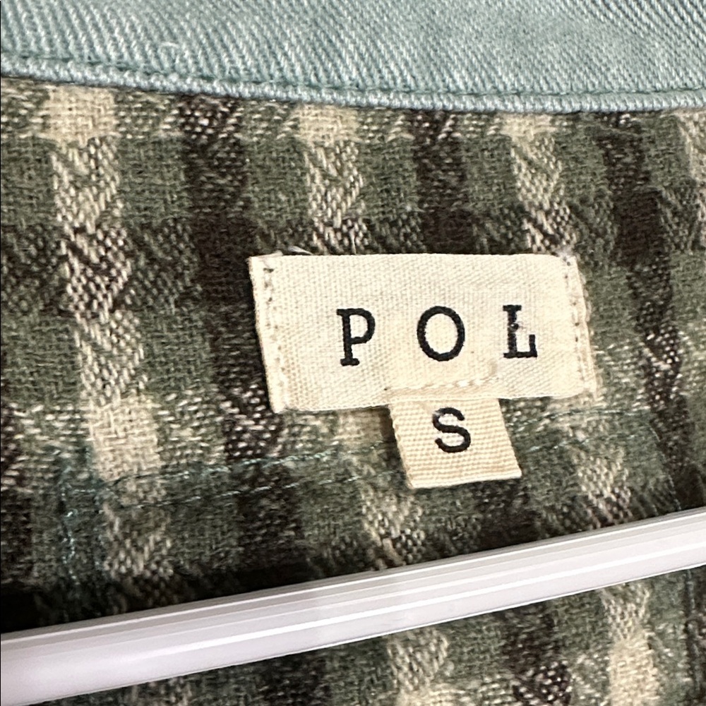 POL Light Blue Denim Jacket with Black Gray Plaid Yoke - Picture 3 of 4